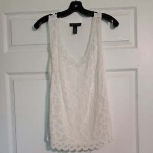 INC International Concepts White Lace Sleeveless Tank Top